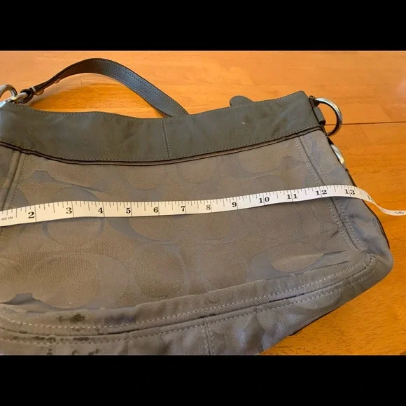 Gray Embellished Coach Shoulder Bag - Picture 6 of 9